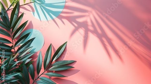 Minimalist Invitation Template with Abstract Tropical Leaves and Summer Colors