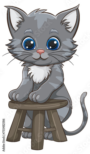 Adorable grey kitten with big blue eyes