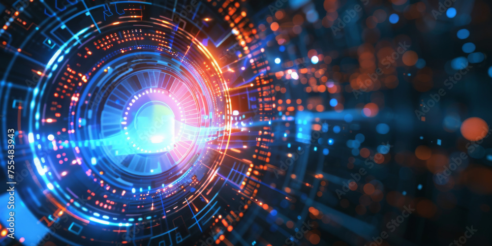 Obraz premium Futuristic technology tunnel vision background