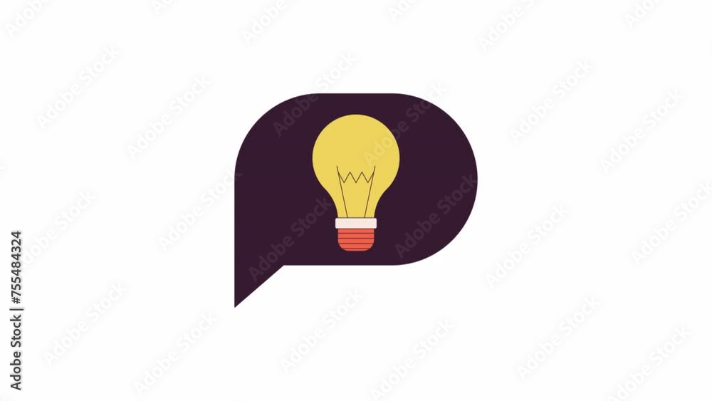 Speech bubble with glowing lightbulb line line 2D object animation. Sharing inspiring ideas flat color cartoon 4K video, alpha channel. Business chat message animated item on white background Speech bubble with glowing lightbulb line line 2D object animation. Sharing inspiring ideas flat color cartoon 4K video, alpha channel. Business chat message animated item on white background