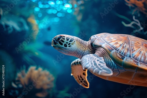 Sea turtle swimming in the ocean