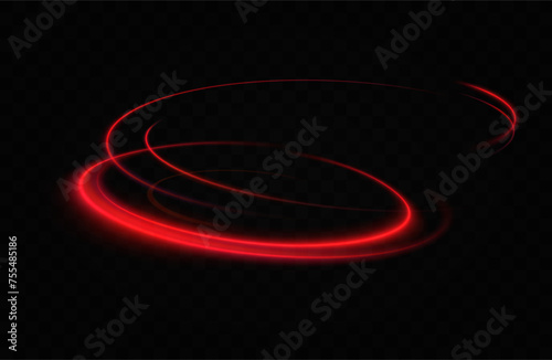 Red neon ring. Luminous circle. Glow effect. Round light frame. abstract light lines of motion and speed.Abstract light lines of motion and speed. 