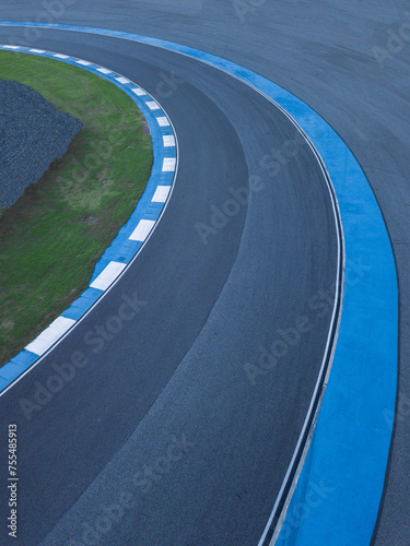 Aerial view racing track circuit motor sport racing track, Track for auto racing top view, Car race asphalt and curve street circuit asphalt race track.