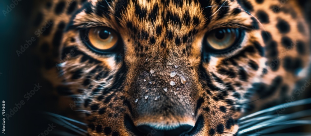 Fototapeta premium close up leopard eyes and face