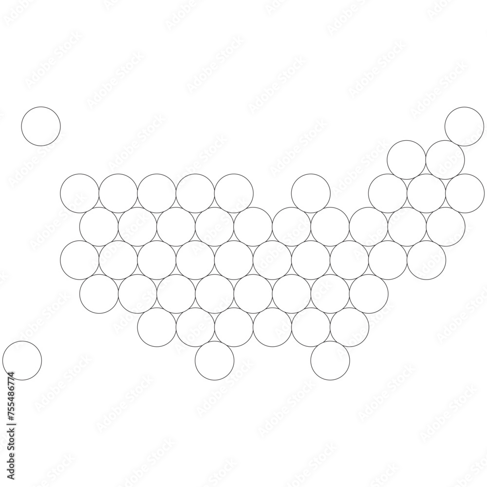 Circular based blank data map of the United States Circular based blank data map of the United States