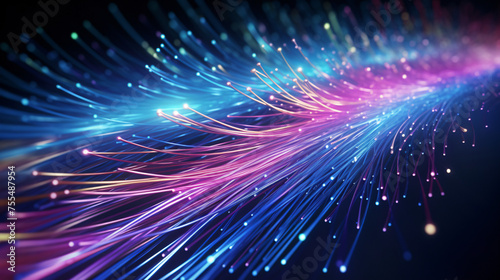3D rendered optical fiber image with lighting effects.