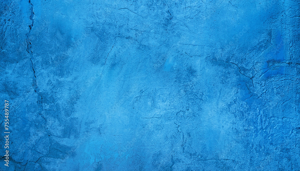 abstract blue background texture concrete or plaster hand made wall with grunge cracks; decorative stucco