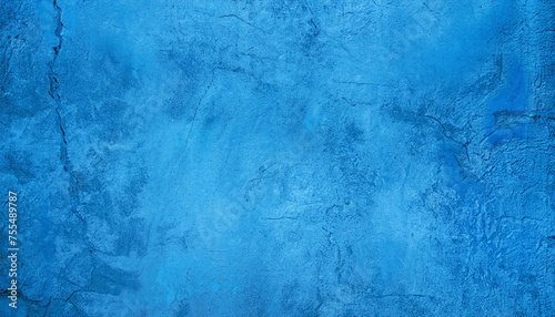 abstract blue background texture concrete or plaster hand made wall with grunge cracks; decorative stucco
