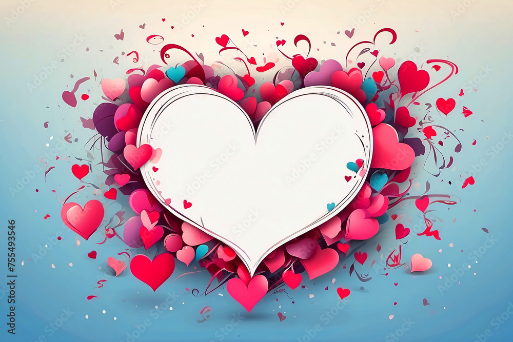 A vibrant image featuring an abstract heart composed of various shapes and shades of pink and red