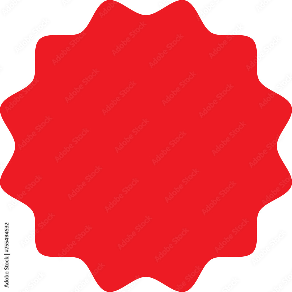 Starburst red sticker set, collection of special offer sale oval and round shaped sunburst labels and badges. Promo stickers and badges, seal, stamp, print with star edges. Vector.