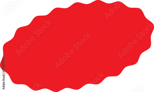 Starburst red sticker set, collection of special offer sale oval and round shaped sunburst labels and badges. Promo stickers and badges, seal, stamp, print with star edges. Vector.