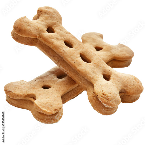 2 dog bone shaped dog treats stack cross on transparency background PNG
 photo