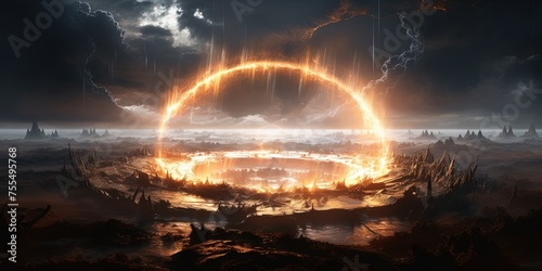 A mesmerizing visual of electric energy forming a circular ring with intense lightning sparks against a muted backdrop