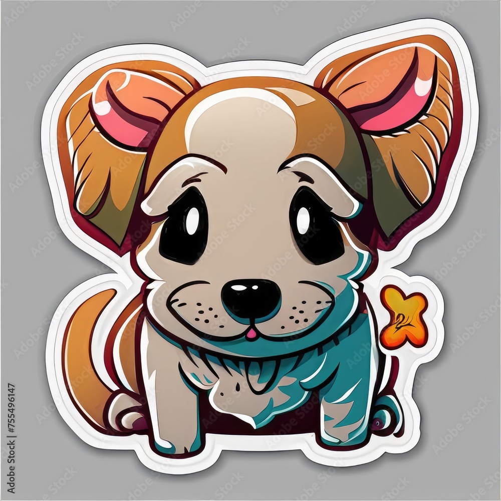 sticker sheet art, cartoon, icon, puppy sticker sheet art, cartoon, icon, puppy