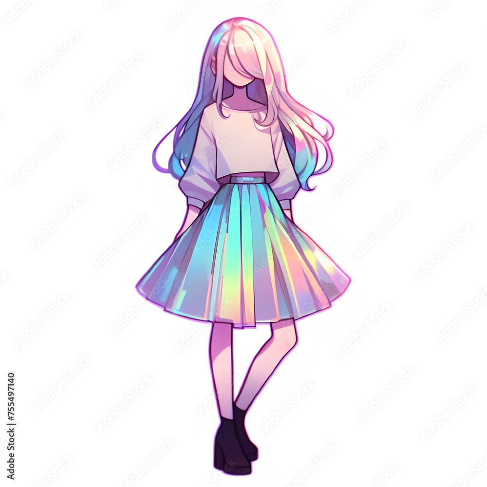 Holographic pastel girl sticker Holographic pastel girl sticker