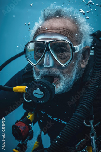Courageous Elderly Man at Sea,Active elder people, Adventure