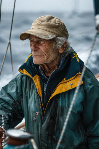 Retired Man Sailing Adventure.,Active elder people, Adventure