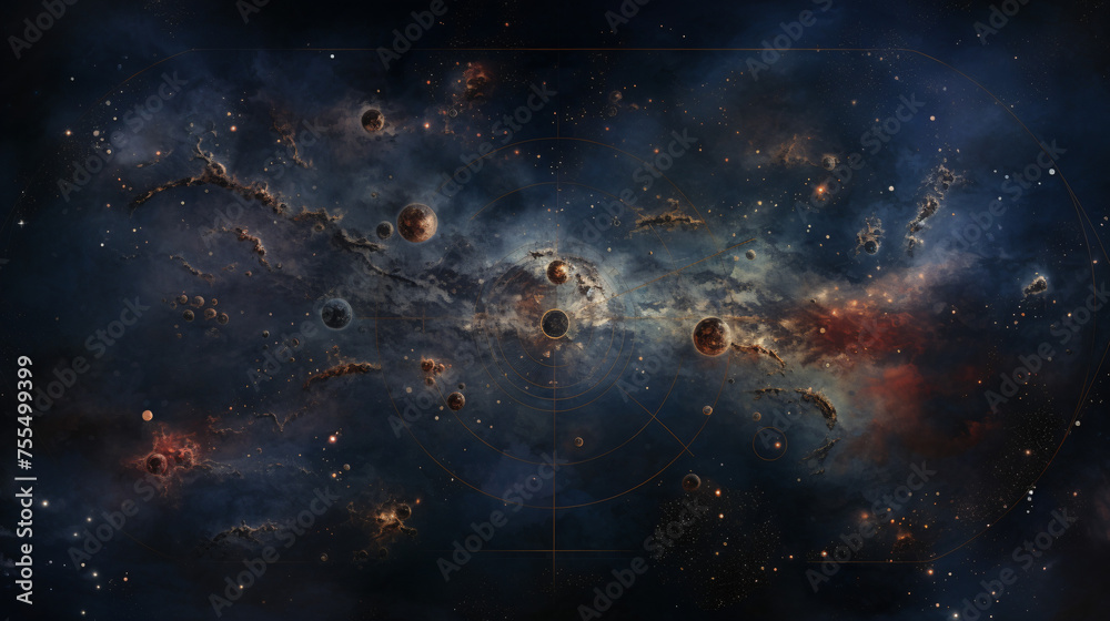 A celestial map with undiscovered star clusters - obrazy, fototapety, plakaty 