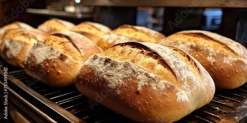 Fresh row of bread out of the oven
