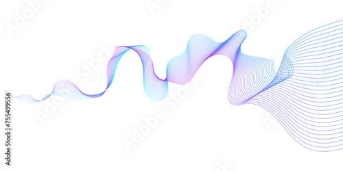 Abstract vector background, flowing blue and purple wavy lines pattern (Guilloche curves) smooth gradient isolated on transparent background for brochure, website, flyer, Science or technology design.