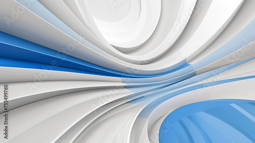 Abstract white and blue geometric curve background