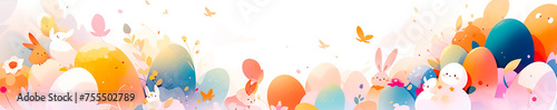 Abstract background for an advertising banner in watercolor technique on an Easter theme with egg shapes.