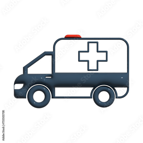 Medical emergency vehicle on white background. 