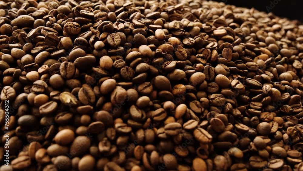 Production and roasting of coffee beans. Coffee roasting. Bags of