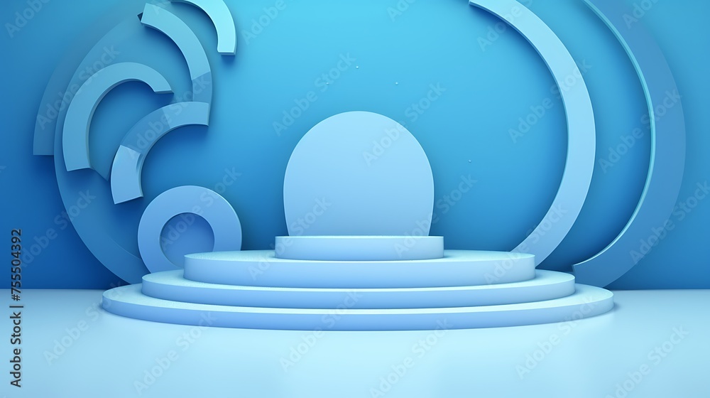 Obraz premium blue podium with circles background
