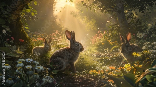 Wild rabbits captured in a ...