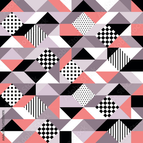 Seamless geometric patchwork pattern. Vector Illustration.	
