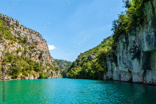 Exterior shot of the Gorges du Verdon, in the French Provence, on a beautiful summer day. This areas is also known as the european grand canyon. © Goldilock Project