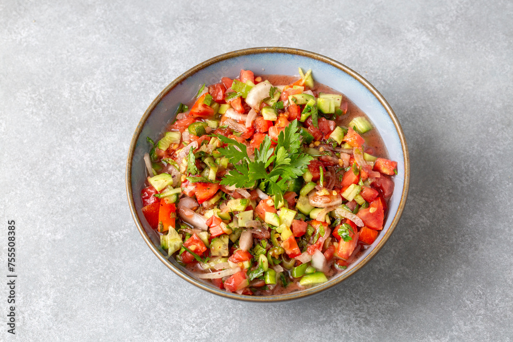 Turkish Shepards Salad with cucumber, tomato, red onion, pepper, parsley (Turkish name; kasik salata) Turkish Shepards Salad with cucumber, tomato, red onion, pepper, parsley (Turkish name; kasik salata)