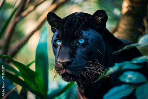 Black panther with blue eyes