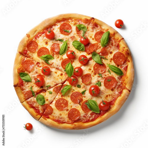 3d photo of delicious cheese pizza on white background made with generative ai
