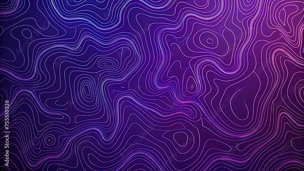 abstract topographic map, with dark purple lines depicting mountains and valleys on a lighter purple background