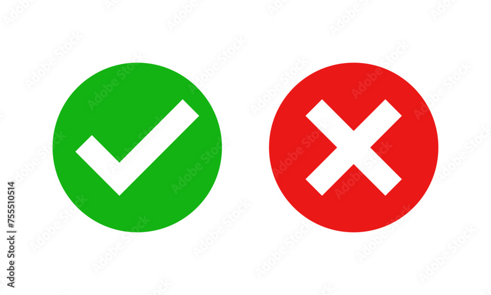 Check mark and cross mark icons