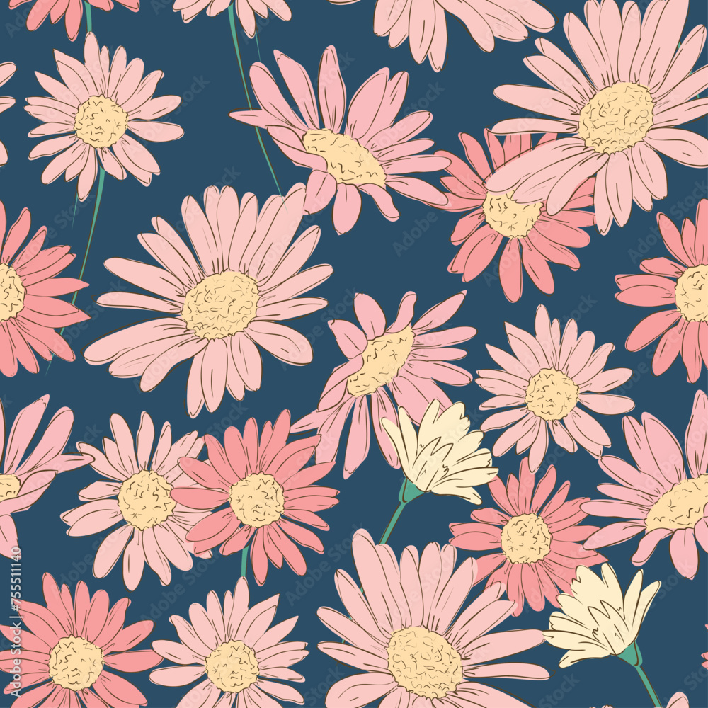 Hand Drawn flowers background print for textile. The drawn flowers beautiful illustration for the fabric. Design ornament pattern seamless. Vector Hand Drawn flowers background print for textile. The drawn flowers beautiful illustration for the fabric. Design ornament pattern seamless. Vector