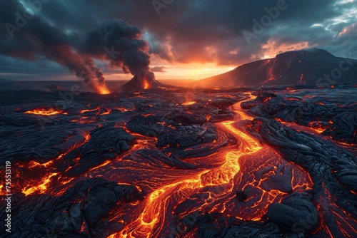 Otherworldly Lava Flow Landscape