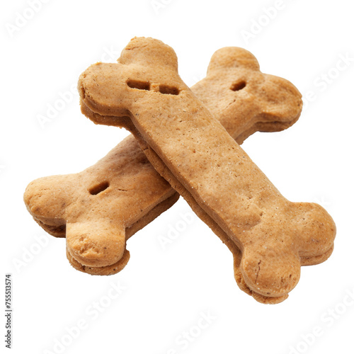 2 dog bone shaped dog treats stack cross on transparency background PNG 