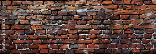 Lush red brick wall for wallpaper, background, banner, presentation. copy space.