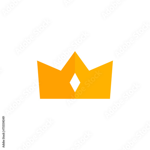 Gold Crown Icon Flat Design Style. Simple Web and Mobile Vector. Perfect Interface Illustration Symbol.