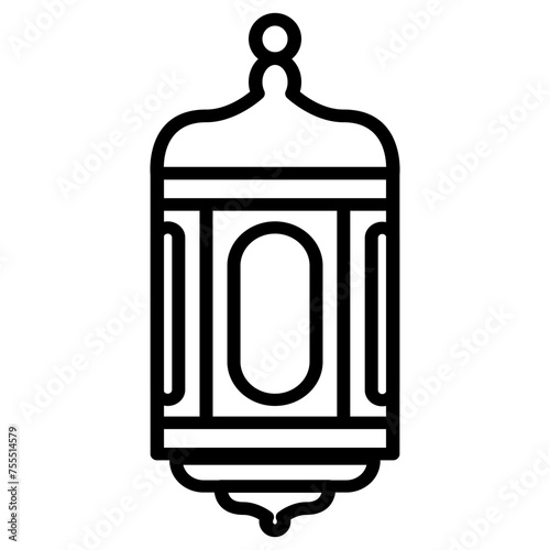 Black line Lantern Vector Design. Middle Eastern Islamic Arabic Lantern Symbol Icon, religious antique traditional lamp, vintage kerosene chandelier