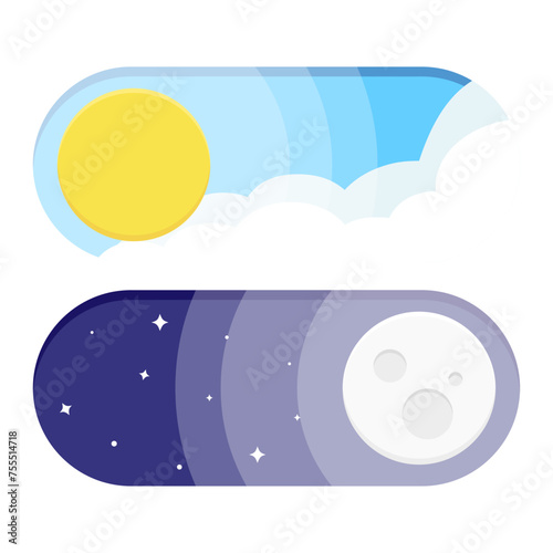 I Day and Night mode switch isolated on white background. light or dark mode switcher, vector illustration
