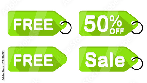 Set of price or sale tag icon. vector illustration