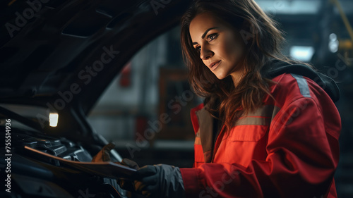 a Man or Woman Maintenance car mechanic checkup
