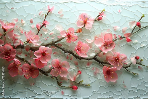 A playful mix of washi tape and scattered cherry blossom petals with artistic effect on a smooth frosted glass pane. 