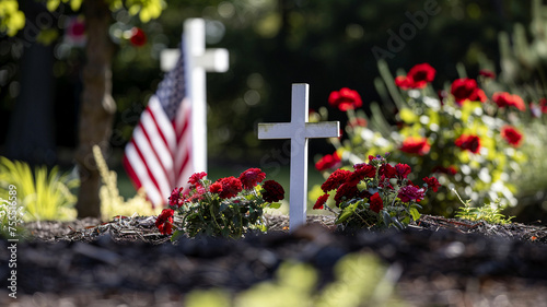 Cross on the grave of a veteran.