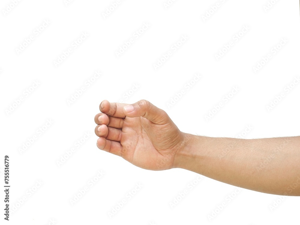 Man's hands gesture as if holding something such as a water bottle, isolated on white background. Man's hands gesture as if holding something such as a water bottle, isolated on white background.