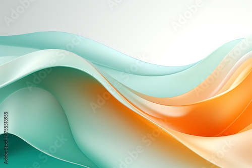 simple minimalistic style  flat design with a wavy texture in light green  orange and white colors
